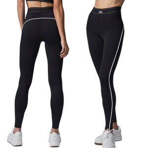 ALO Yoga Black Leggings with White Accents